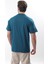 Petrol Mavisi Bisiklet Yaka Baskılı Erkek T-Shirt E7110 4