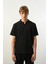 Premium Gölge Dokulu Polo Yaka Erkek T-Shirt - Siyah 1