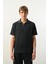 Premium Gölge Dokulu Polo Yaka Erkek T-Shirt - Petrol 1