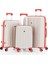 3lü Set Kırılmaz Silikon Seyahat Valizi Bavulu V305 Kemik/mercan 1