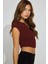 Bordo Henley Çıt Kapamalı Kadın Tişört MG2306 1