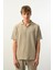 Premium Gölge Dokulu Polo Yaka Erkek T-Shirt - Bej 1