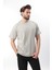 Boyalı Gri Baskılı Nakış Detaylı Erkek T-Shirt E7108 1