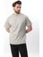 Boyalı Gri Baskılı Nakış Detaylı Erkek T-Shirt E7108 2