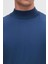 Regular Fit Mavi Pamuk Karışımlı Yarım Balıkçı Triko Kazak 5HF06ORT16275 4