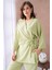 Kadın Yağ Yeşili Kendinden Desenli Yandan Bağlamalı Kimono ve Pantolon Alt/üst Takım 29059 2