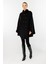 Yaka Kürklü Triko Panço-Siyah 4
