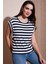 Çizgili Oversize Fit Bisiklet Yaka T Shirt Bayan T Shirt 5866103 1