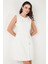 Standart Fit Kemerli Bisiklet Yaka Mini Elbise Bayan Elbise 611EL1964 5