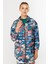 Cepli Desenli Kapitone Spor Ceket-Mavi 6