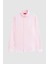 Slim Fit Pembe Armürlü Düğmeli Yaka Pamuklu Gömlek 5HC02ORT07265 5