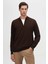 Ds Damat Slim Fit Kahverengi Yarım Fermuarlı Triko Kazak 1