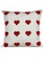 El Yapımı Kırmızı Kalpli Punch Işlemeli Beyaz Yastık Kırlent Kılıfı ( 42 x 42 cm ) 1
