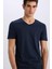 %100 Pamuk Slim Fit Dar Kesim V Yaka Basic Düz Kısa Kollu Tişört M7668AZ25SP 5