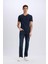 %100 Pamuk Slim Fit Dar Kesim V Yaka Basic Düz Kısa Kollu Tişört M7668AZ25SP 2