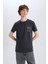 %100 Pamuk Slim Fit Dar Kesim Bisiklet Yaka Baskılı Kısa Kollu Tişört C2131AX25SM 4