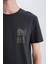 %100 Pamuk Slim Fit Dar Kesim Bisiklet Yaka Baskılı Kısa Kollu Tişört C2131AX25SM 5