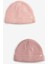 Pembe Örgü Şapka 2'li Set 1