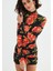 Balıkçı Yaka Gül Baskılı Fırsat Ürün Mini Elbise 2