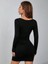Uzun Kollu Kare Yaka Iç Gösterrmeyen Mini Elbise 2