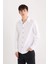 Slim Fit Dar Kesim Pamuklu Basic Düz Uzun Kollu Gömlek A4644AX25SP 1