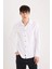 Slim Fit Dar Kesim Pamuklu Basic Düz Uzun Kollu Gömlek A4644AX25SP 4