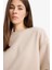 Boxy Fit Bisiklet Yaka Basic Düz Kalın Sweatshirt E4732AX25SP 4