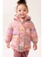 Pembe Dinozor Desenli Kapüşonlu Suya Dayanıklı Tam Polar Astarlı Mont 2
