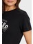 Martina % 100 Pamuk Regular Fit Bisiklet Yaka Logolu T Shirt V5RI06I3Z14 Bayan T Shirt V5RI06 I3Z14 Jblk 5