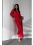 Pliseli Kuşaklı Elbise - Kırmızı 2