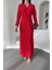 Pliseli Kuşaklı Elbise - Kırmızı 3