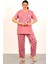 %100 Pamuk Büyük Beden Kısa Kol Kadın Pijama Takımı 2