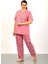 %100 Pamuk Büyük Beden Kısa Kol Kadın Pijama Takımı 3