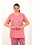 %100 Pamuk Büyük Beden Kısa Kol Kadın Pijama Takımı 5