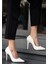 Hillar Beyaz Cilt Stiletto Ayakkabı 1