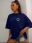 Gülümse Baskılı Lacivert Oversize T-Shirt Salaş Boyfirend 1
