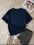 Gülümse Baskılı Lacivert Oversize T-Shirt Salaş Boyfirend 2