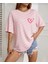 Tiny Heart Baskılı Kadın Oversize Kırmızı Salas T-Shirt Boyfriend 1