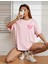 Tiny Heart Baskılı Kadın Oversize Kırmızı Salas T-Shirt Boyfriend 2