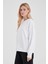 Kadın Rhona Beyaz Bisiklet Yaka Regular Fit 3 Iplik Sweatshirt 2