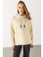 Maria Kapüşonlu Şardonlu Loose Fit Sweatshirt - Kemik 1