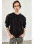 Erkek Clark Siyah Sıfır Yaka Oversize Sweatshirt 3