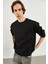 Erkek Clark Siyah Sıfır Yaka Oversize Sweatshirt 5