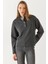 Molly Yakası Çıt Çıtlı Sweatshirt - Antrasit 1