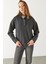 Molly Yakası Çıt Çıtlı Sweatshirt - Antrasit 5