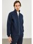 Erkek Dik Yaka Lacivert Oversize Önü Fermuarlı Sweatshirt 2