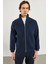 Erkek Dik Yaka Lacivert Oversize Önü Fermuarlı Sweatshirt 4