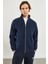 Erkek Dik Yaka Lacivert Oversize Önü Fermuarlı Sweatshirt 5