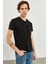 Erkek Nick Siyah V Yaka Slim Fit Basic Tişört 2