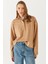 Molly Yakası Çıt Çıtlı Sweatshirt - Taba 1